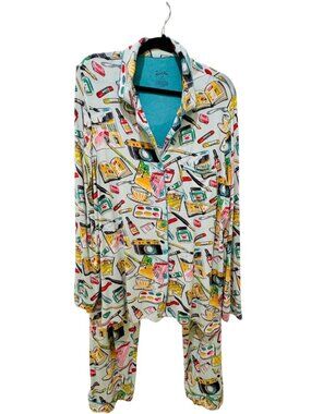 Plus Size Nick And Nora Artist Painter Print Pajama Set Size XXL